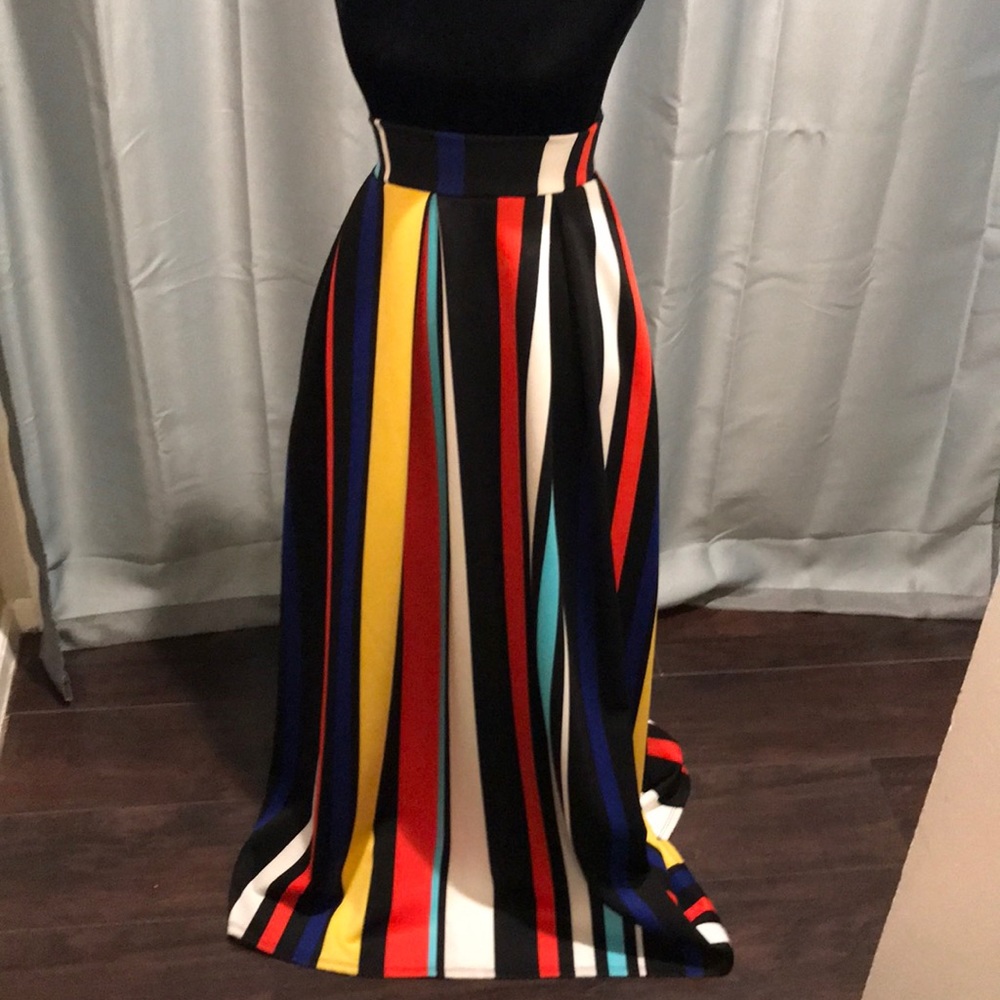 Multicolored striped maxi skirt